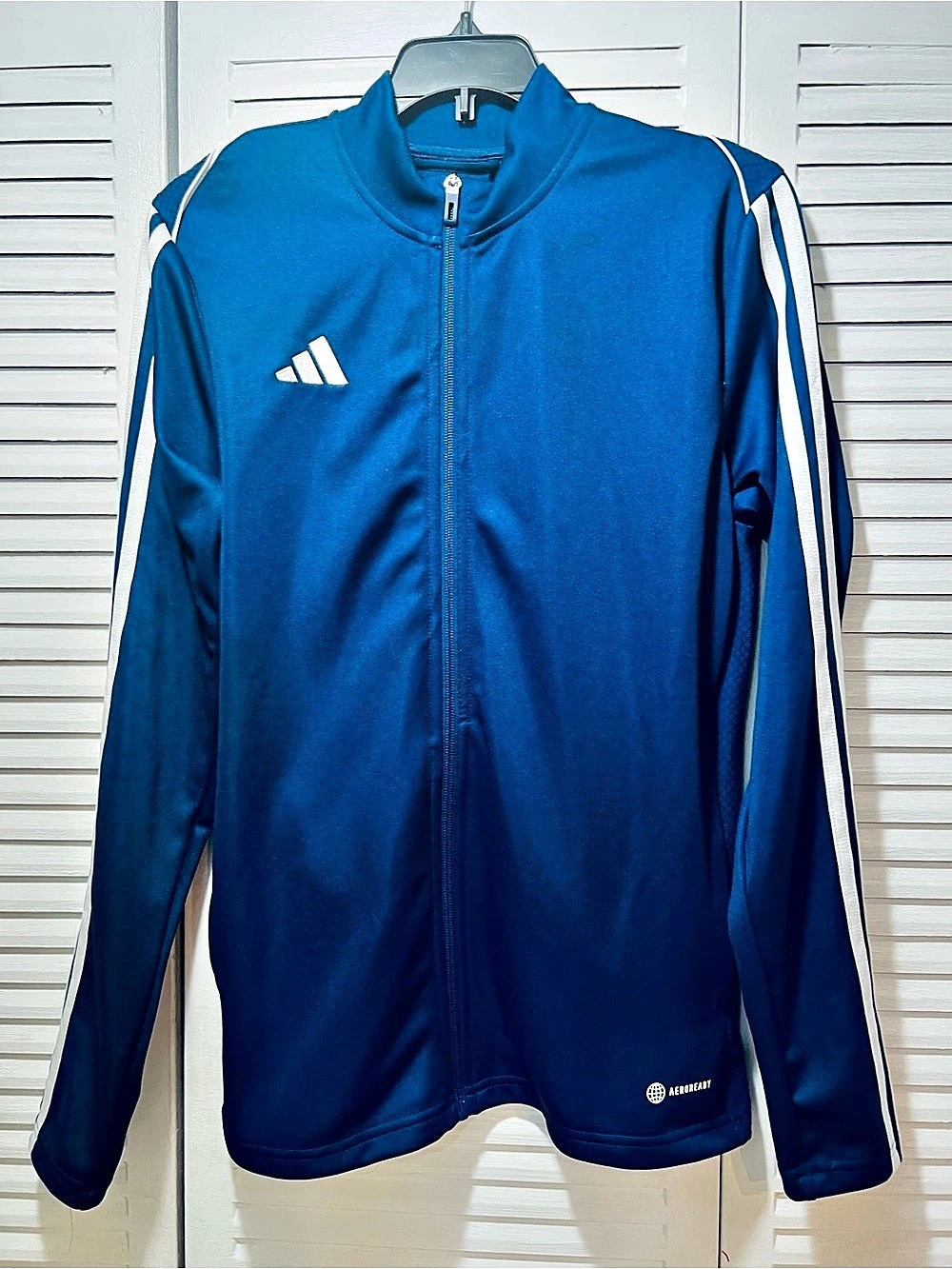 adidas Men's Performance Track Jacket Blue & White Large Like New